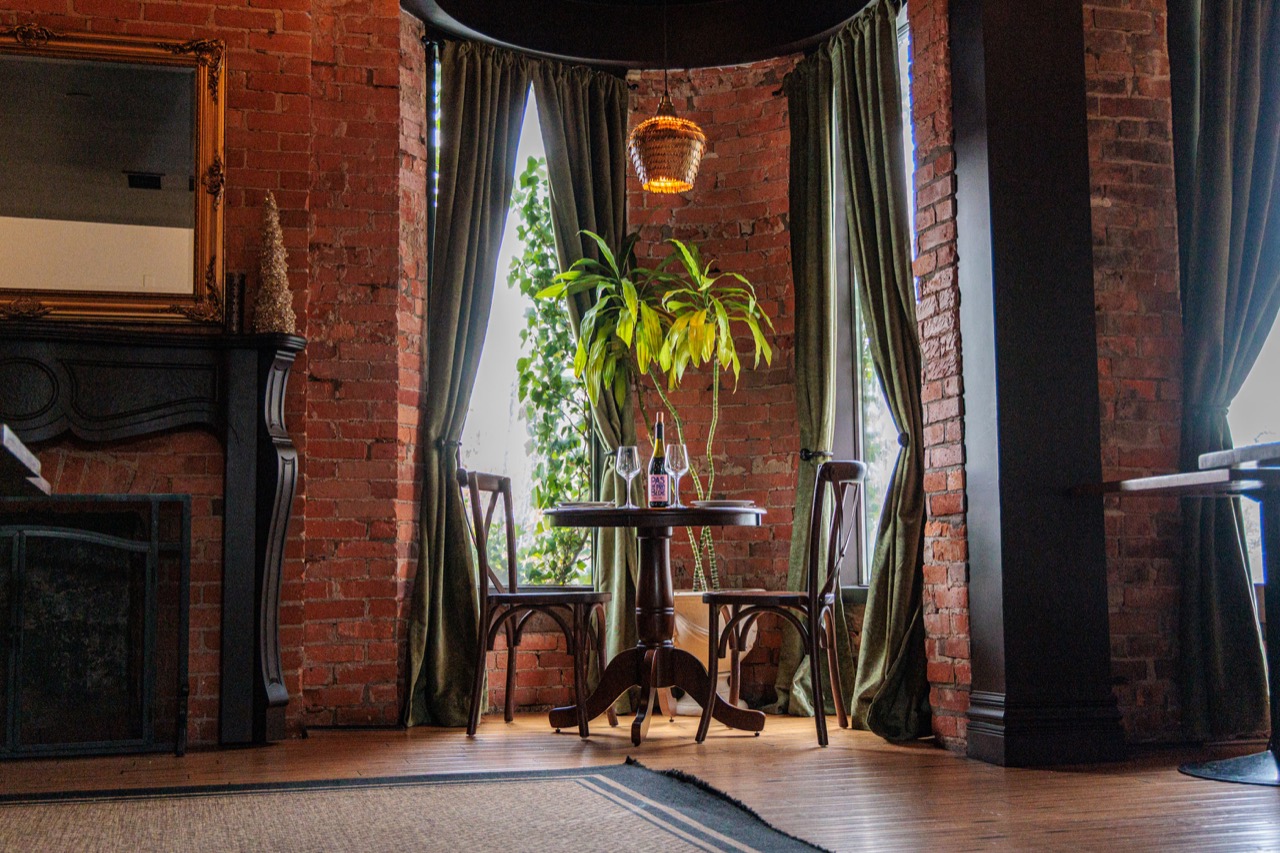 The intimate Turret Room with original Victorian architecture