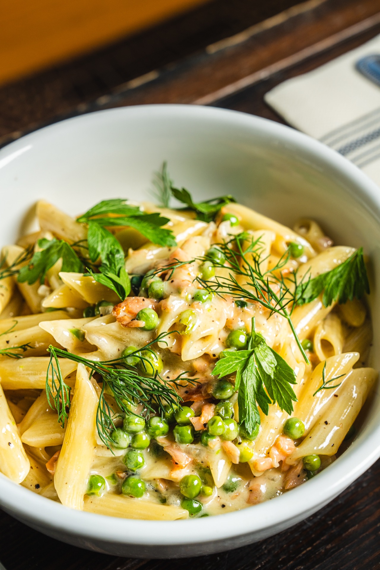 Smoked salmon pasta at The Alexander