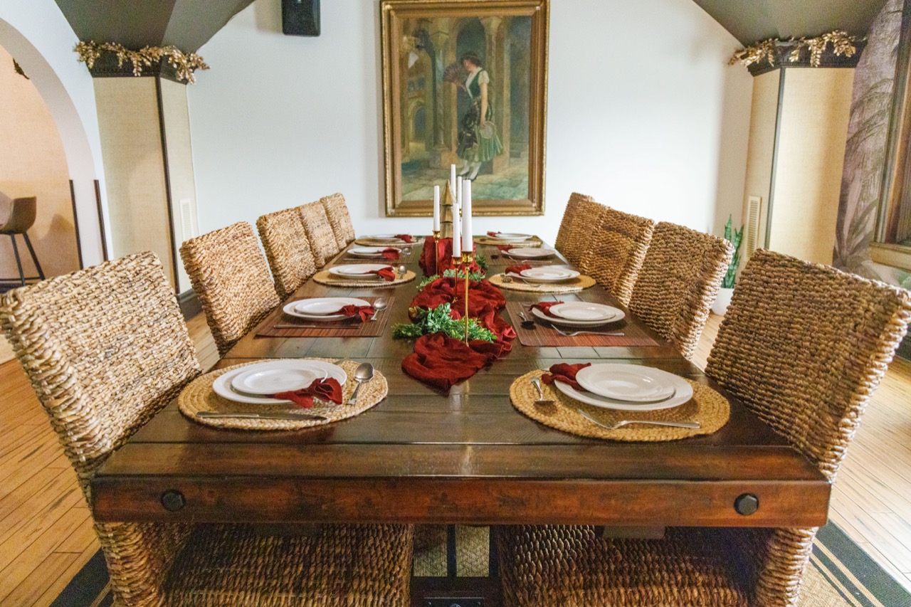 Dinner setting at The Alexander dining room